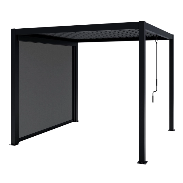 Zestaw Pergola ogrodowa tarasowa aluminiowa NORDVIC Skyline 3 x 3 m Antracyt + Roleta 3 m